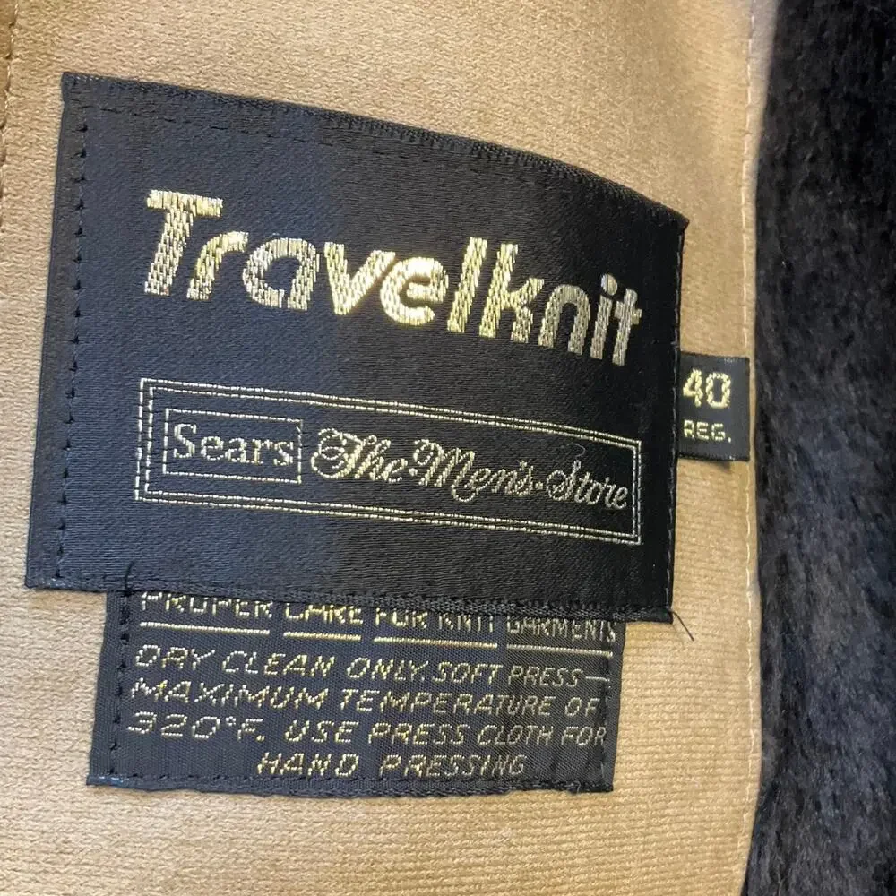 Vintage Sears Travelknit Coat 40R Tan Faux Fur Collar Western Ranch Jacket Mens